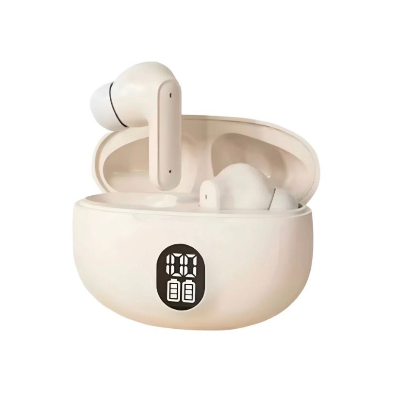 TWS Bluetooth 5.3 Wireless Earbuds with LED Display - ENC Noise Cancellation, HiFi Stereo Sound, Touch Control - Black & White